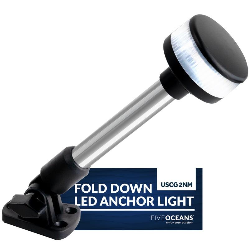 Geloo 12 Inch Fold Down Boat Navigation & Anchor Lights | 360° All-Round LED Light For Pontoon, Fishing Boat, Yacht
