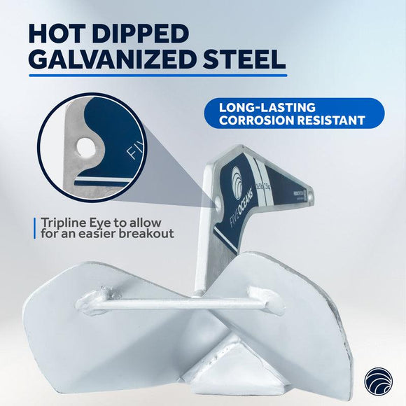 Delta-Style Boat Anchor – 16.5lb (7.5kg) Galvanized Steel- Five Oceans | Canadian Marine & Outdoor Equipment
