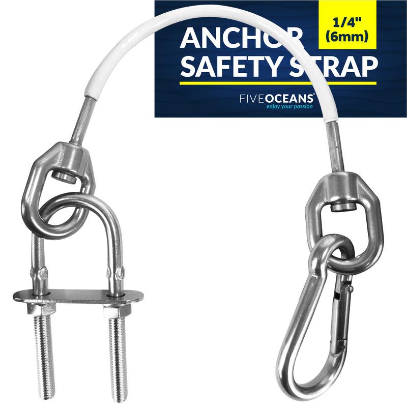 Anchor Safety Strap, Snap Hook Carabiner and 5/16 U-Bolt - Five