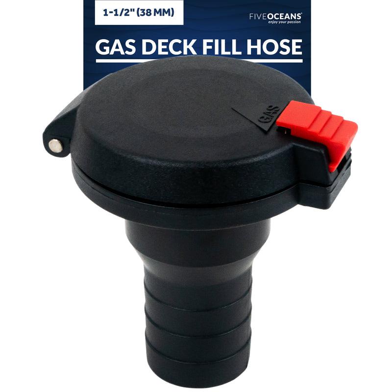 Boat GAS Deck Fill/Filler, Marine Fuel Deck Filler with Flip Top Cap Design, 1-1/2 Inch Hose, Straight Neck, for Potoon, Fishing Boats, Bass Boat, Sport Yachts, Sailboats