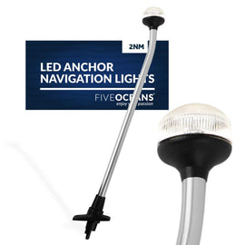 All-Round 360 LED Navigation Anchor Pole Removable Light, with Locking Collar, 2 Pin Female connection, White, 23 inches, USCG Certified 2NM | Canadian Marine & Outdoor Equipment