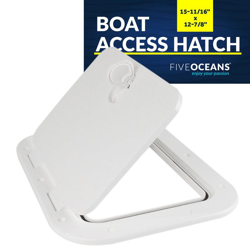 Marine Deck Access Hatch with Locking Slam Latch Handle, Off-White UV-Stabilized Polypropylene 15-11/16 inches (398mm) x12-7/8 inches (327mm)-1