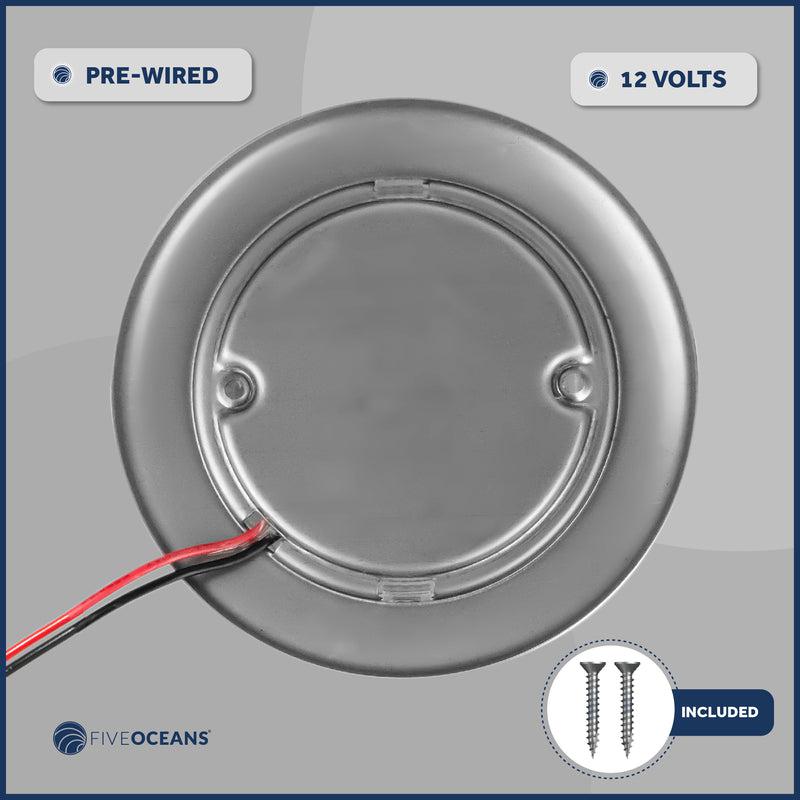 LED 12V Dome Interior Stainless Steel Round Ceiling Light - Five Oceans (BC-2631) | Canadian Marine & Outdoor Equipment