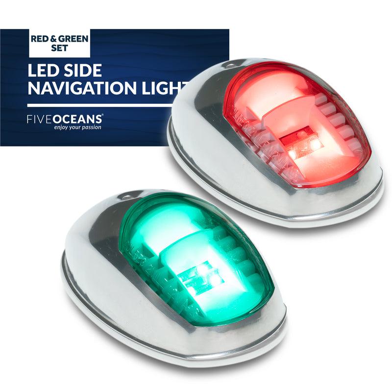 Stainless Steel Navigation 12V LED Side Lights (Pair Set) - Five Oceans-1