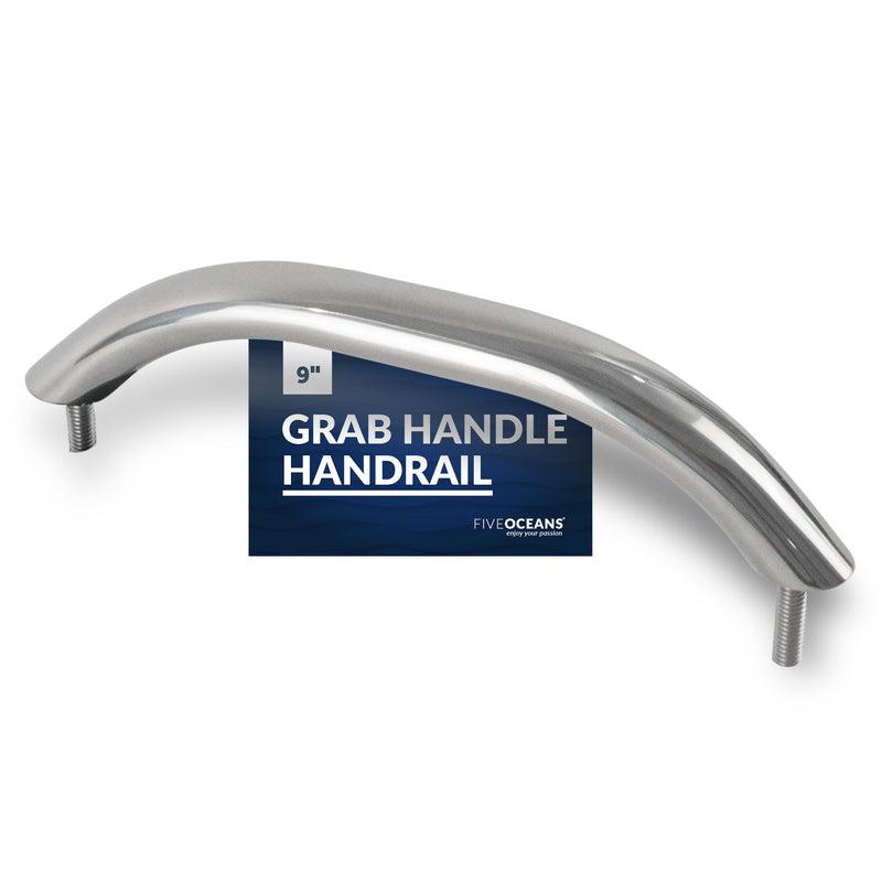 Grab Handle Handrail with Stud 9", Stainless Steel - Five Oceans