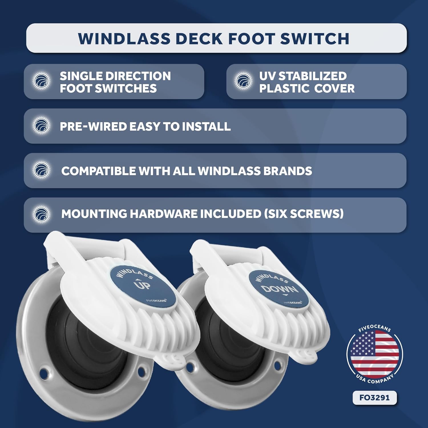 Windlass Deck Foot Switch, Up/Down Single Direction Switches - Five Oceans