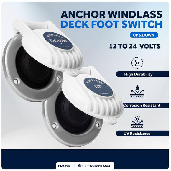 Covered Windlass Deck Foot Switches, Up/Down, 12V-24V | Five Oceans | Canadian Marine & Outdoor Equipment