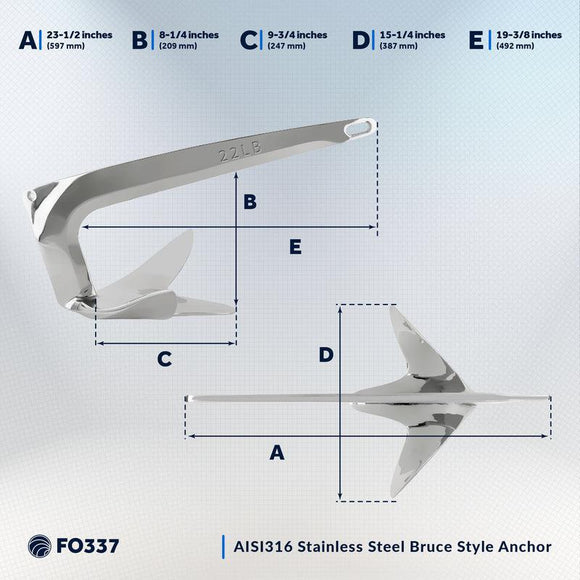 22 LB Stainless Steel Claw Anchor | Bruce-Type Boat Anchor | Canadian Marine & Outdoor Equipment