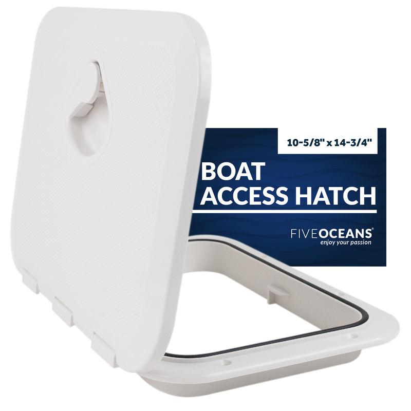 Premier Series Marine Deck Access Hatch with Recessed Handle Locking System, 10-5/8 inches (270mm) x 14-3/4 inches (375mm), Off-White ABS-1