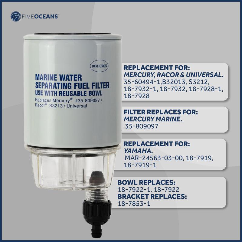 Universal 10-Micron Fuel Water Separator Filter w/ Clear Bowl– 11/16" | Canadian Marine & Outdoor Equipment