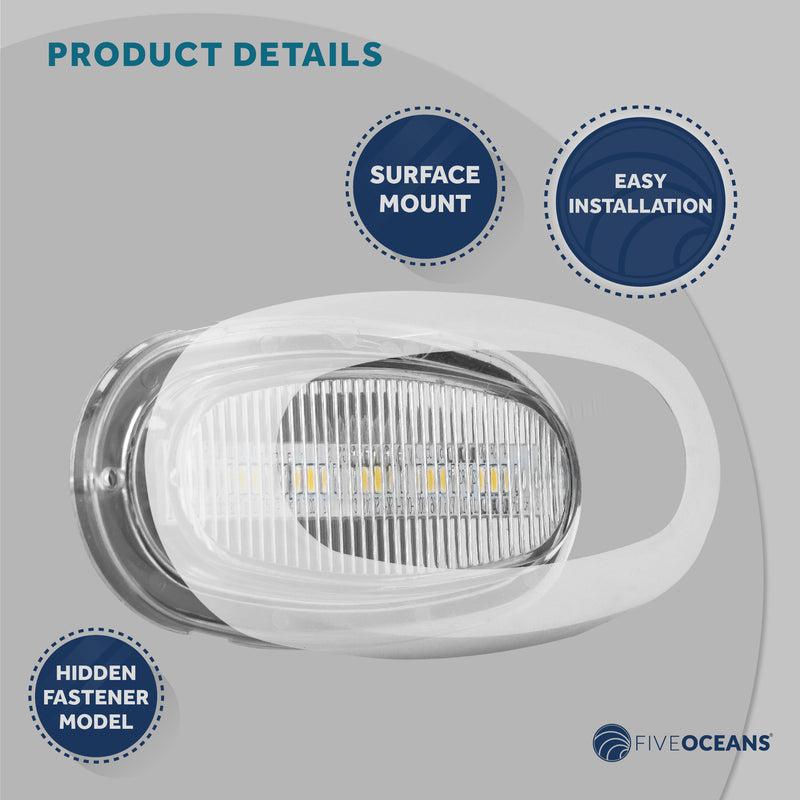 SET of 4 - LED Courtesy Accent Light, White Oblong, Cool White - Five Oceans-Canadian Marine &amp; Outdoor Equipment