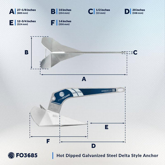 Delta-Style Boat Anchor – 16.5lb (7.5kg) Galvanized Steel- Five Oceans | Canadian Marine & Outdoor Equipment