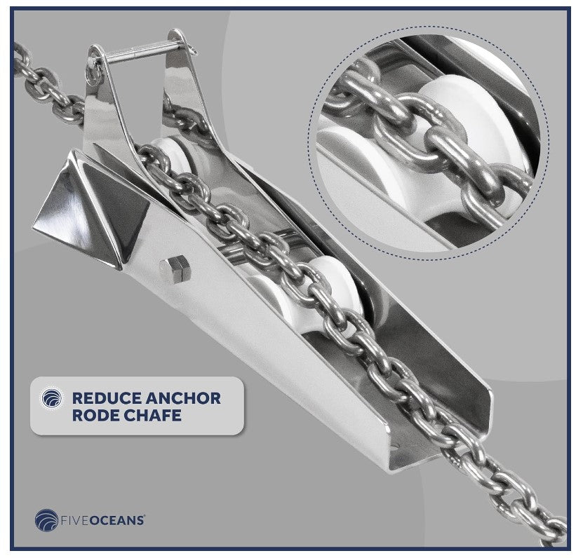 Pivoting Self-launching Anchor Bow Roller, Length 13-1/4", Stainless Steel - 0