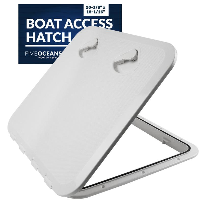 Premier Series Marine Deck Access Hatch with Recessed Handle, 20-3/8 in x 18-1/16 in, Off-White, UV-Resistant ABS Plastic, Water-Tight