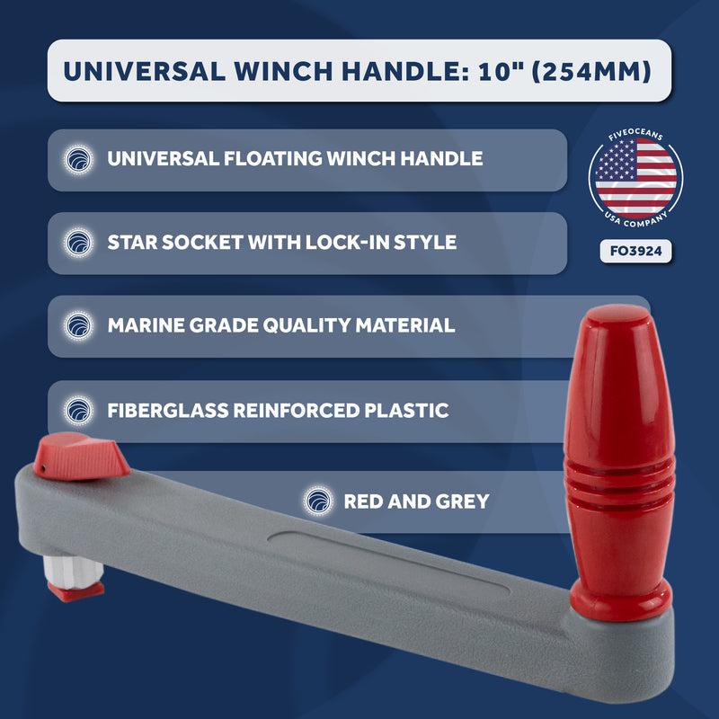 Universal Floating Grey Locking Winch Handle, 10" - Five Oceans - 0