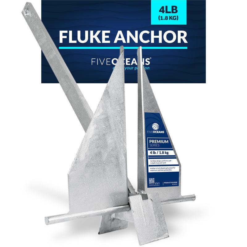 Traditional Danforth Style Fluke Hot Dipped Galvanized Steel Anchor, 4 LB (1.8 KGS)