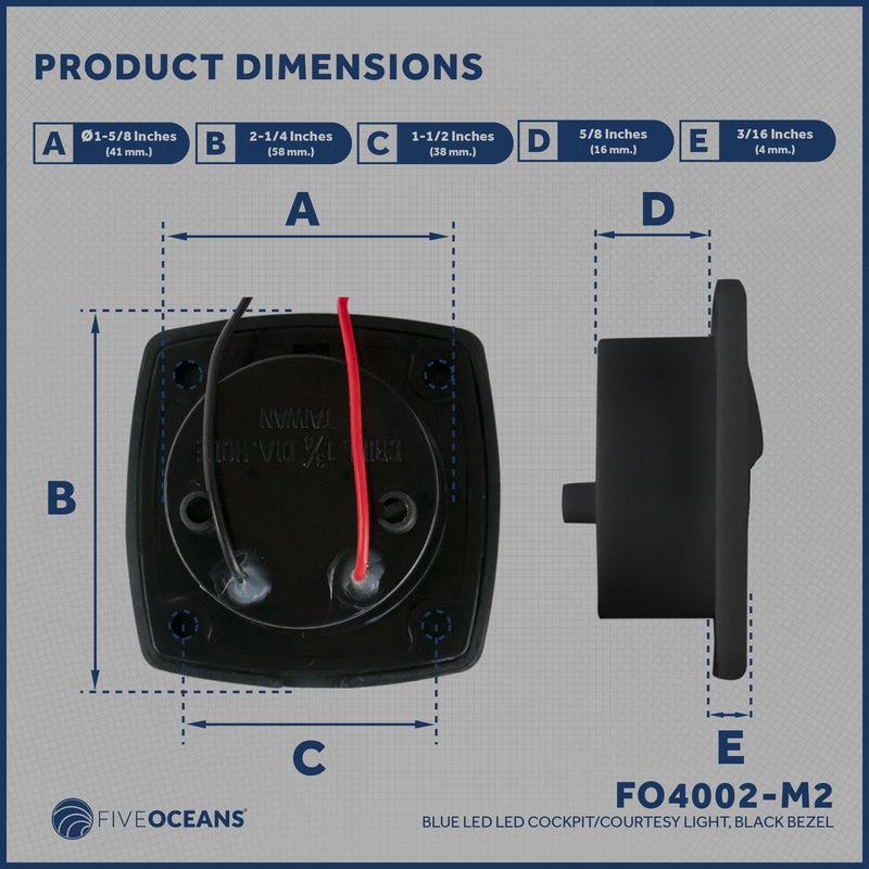 2-Pack: Blue LED Companion Way Courtesy Light, Black Cover, Marine, Boat, RV, Motorhome, Camper, Caravan, Trailer