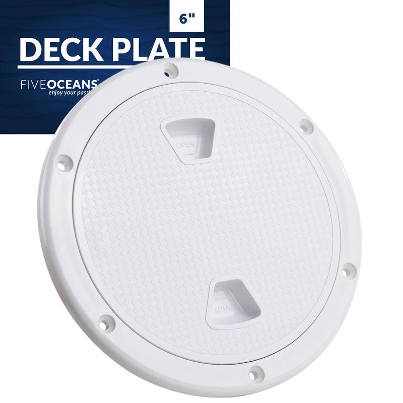 6" Heavy Duty Marine Non-Slip Round Inspection Screw-in Deck Plate Hatch with Detachable Rugged Center, Water Tight for Outdoors