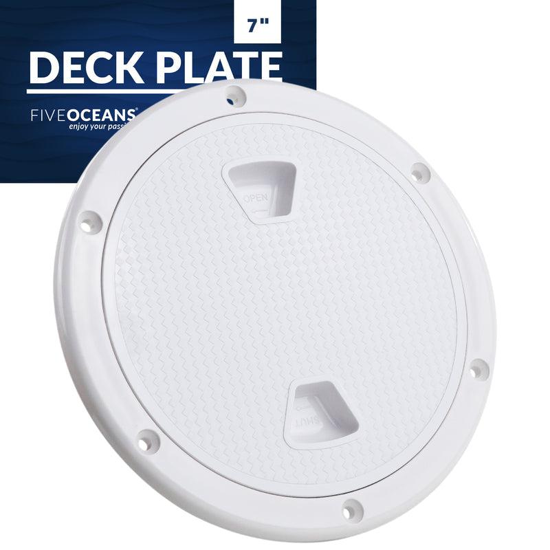 8" Heavy Duty Marine Non-Slip Round Inspection Screw-in Deck Plate Hatch with Detachable Rugged Center, Water Tight for Outdoors