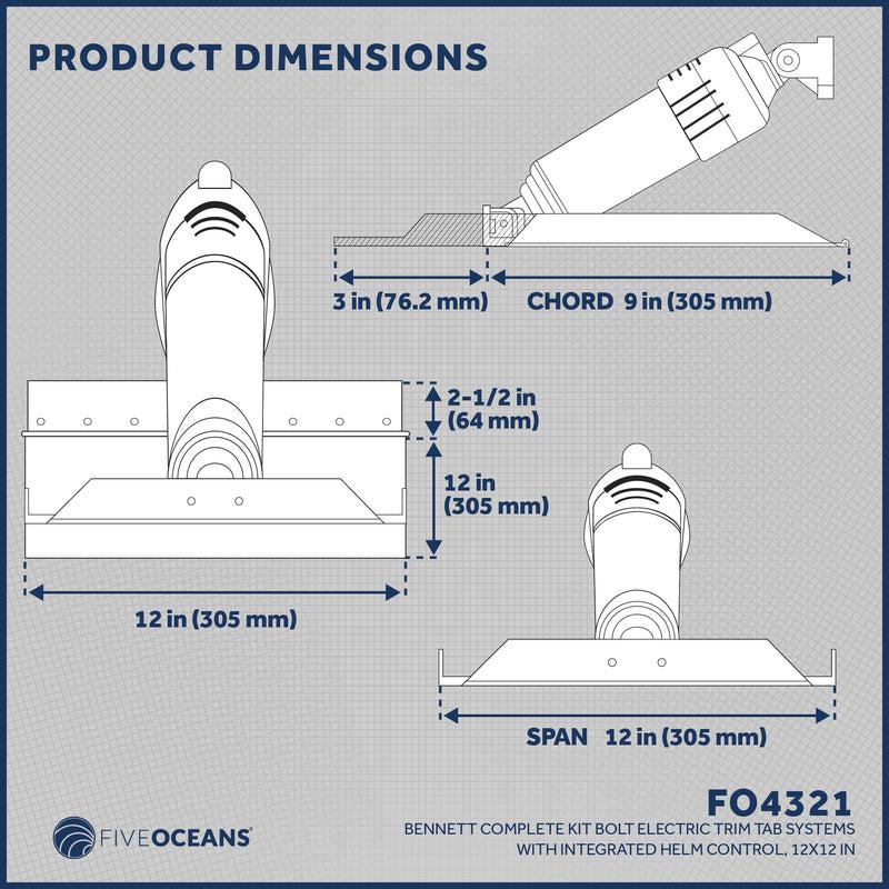 Bennett Complete Kit BOLT Electric Trim Tab with 2020 Integrated Helm Control - 12x12 inches