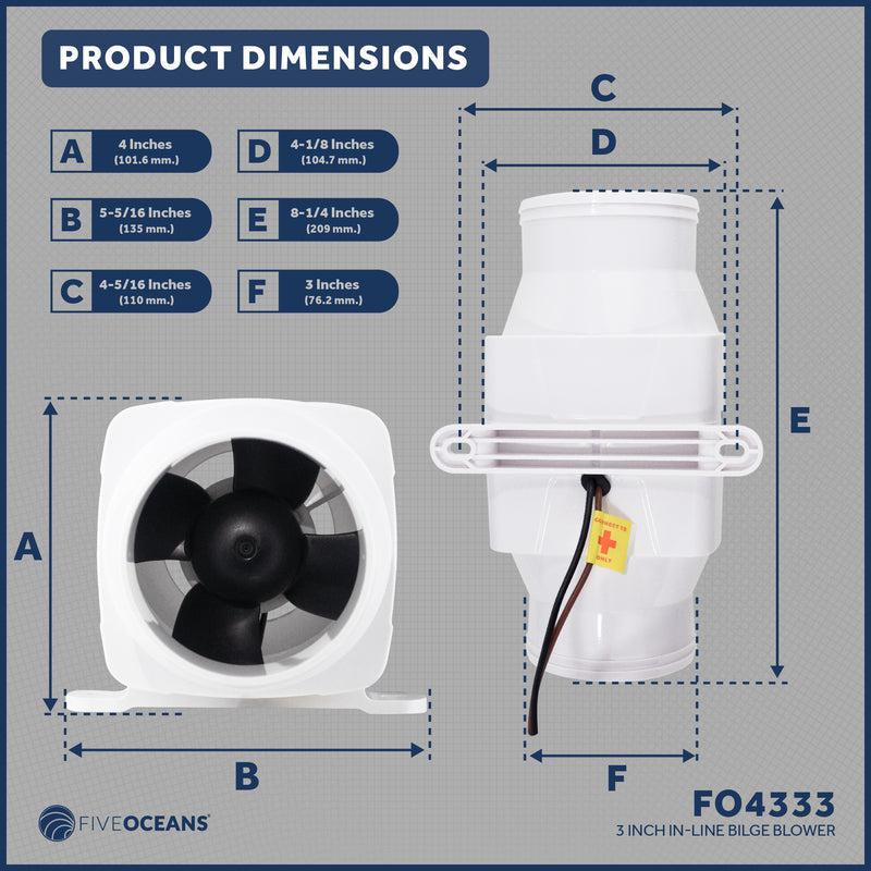 3" In-Line Marine Bilge Air Blower 12V 130 CFM-Canadian Marine &amp; Outdoor Equipment