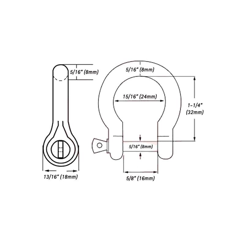 Pin Bow Shackles, 5/16" Galvanized Anchor Shackle for Boat, Sailboat-Canadian Marine &amp; Outdoor Equipment