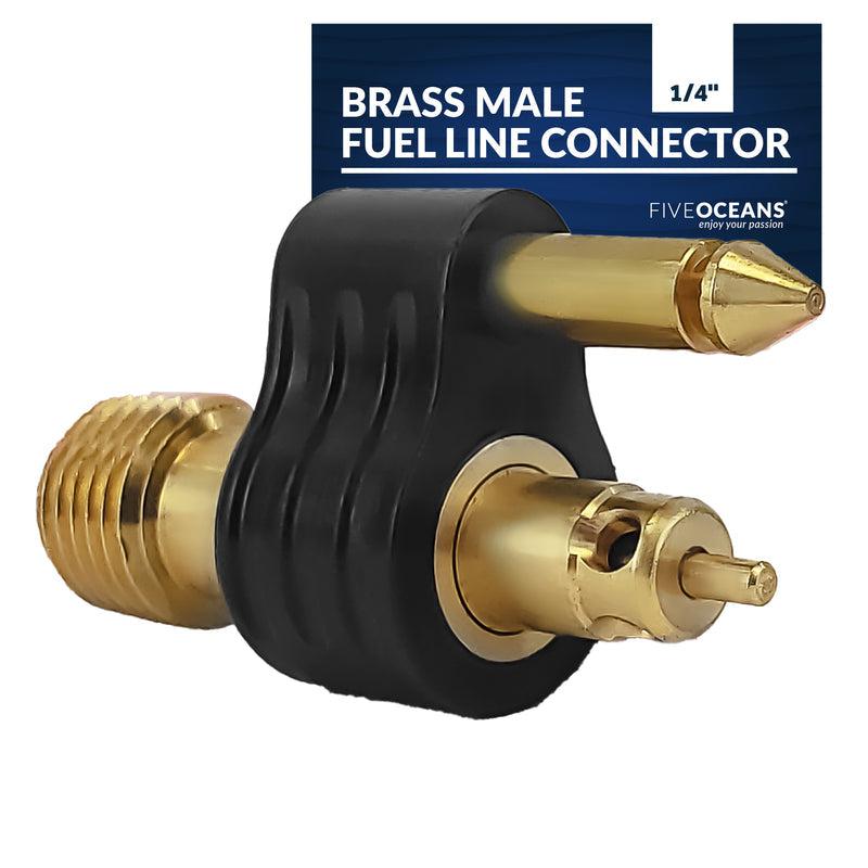 Brass 1/4 inches NPT Male Fuel Line Connector 2-Prong, Compatible with OMC/Johnson/Evinrude Female Fuel Connectors and Most Portable Tanks
