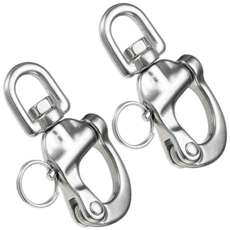 Swivel Eye Snap Shackle Quick Release Bail Rigging, 2 3/4" Stainless Steel 2-Pack