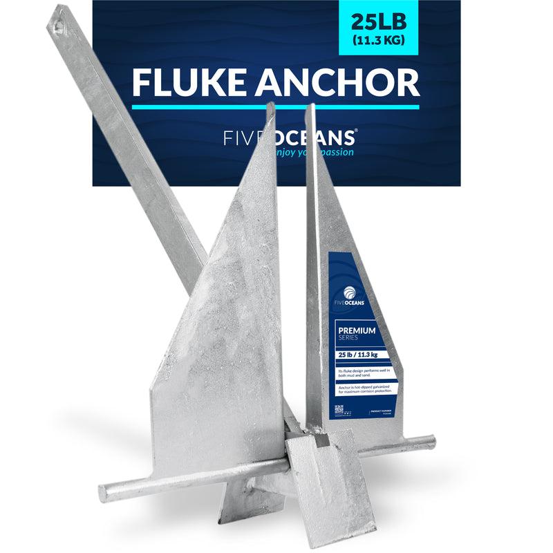 Traditional Danforth Style Fluke Hot Dipped Galvanized Steel Anchor, 25 LB (11.34 KG)