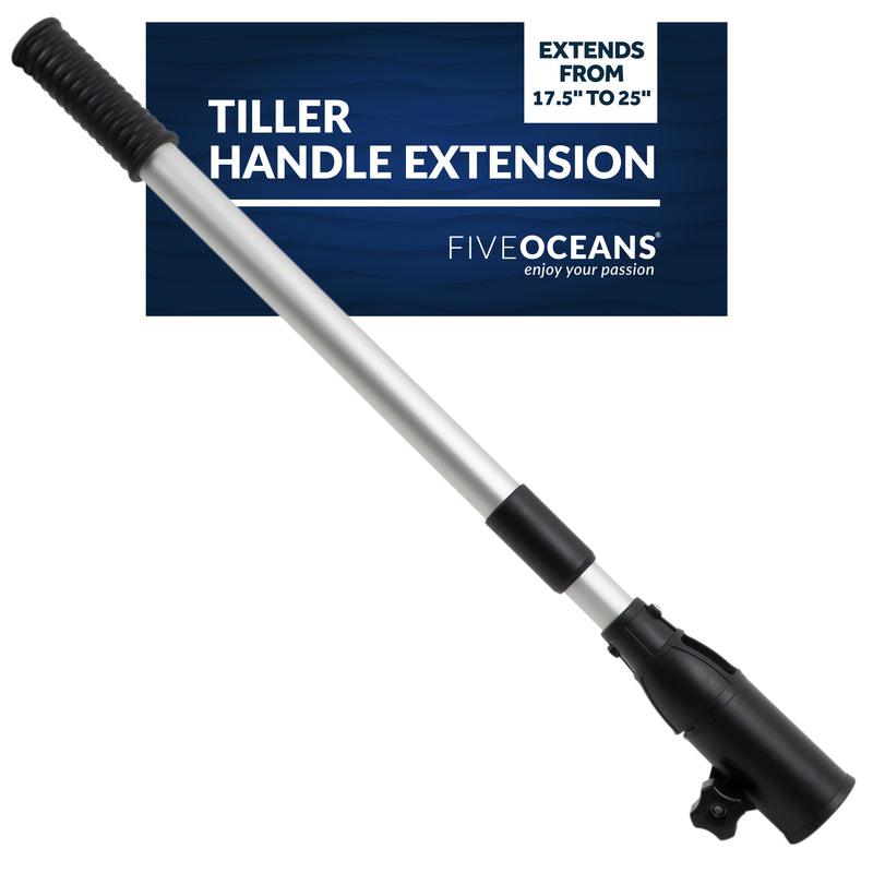 Tiller Handle Extension for Outboard, Extends from 17.5" to 25", Aluminum Tubing with Plastic Handle, Foam Grip