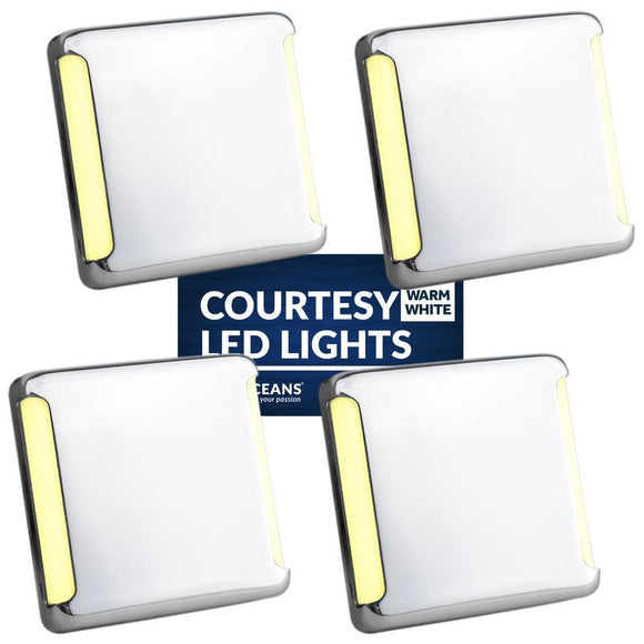 LED Square Courtesy Light, Warm White (4-Pack) - Five Oceans | Canadian Marine & Outdoor Equipment