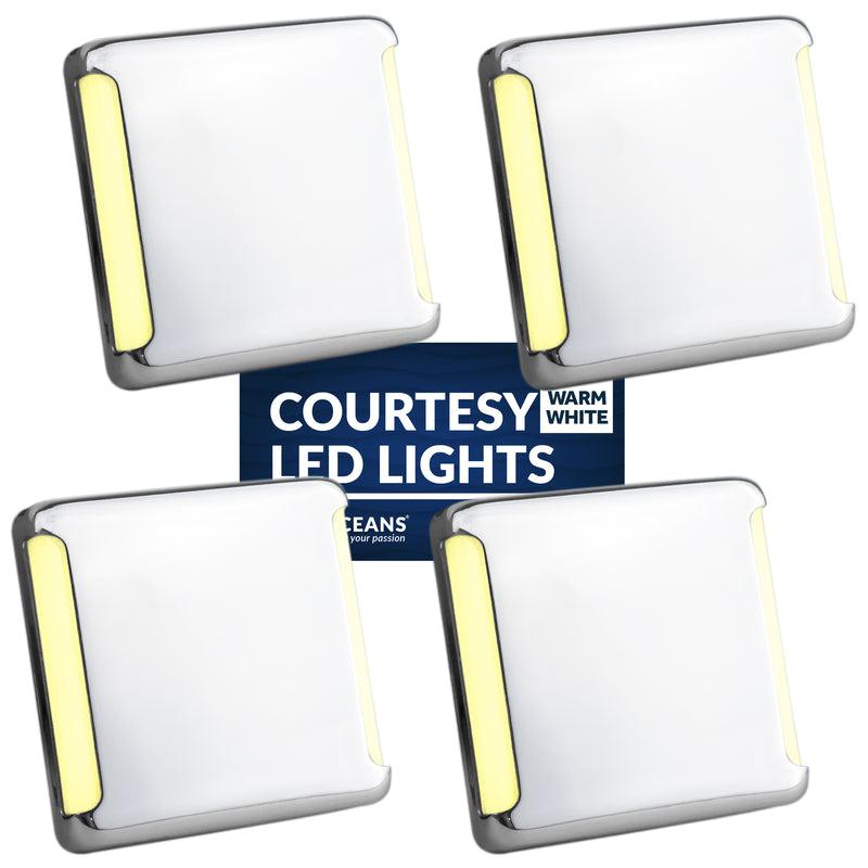LED Courtesy Companion Way Light, Square, Warm White, 4-Pack  - FIVE OCEANS