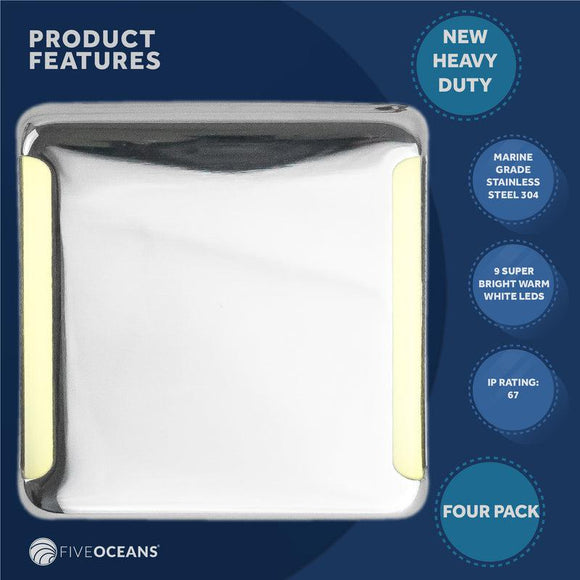 LED Square Courtesy Light, Warm White (4-Pack) - Five Oceans | Canadian Marine & Outdoor Equipment