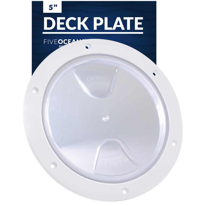 5" Round Deck Plate - White w/ Clear Lid - Five Oceans