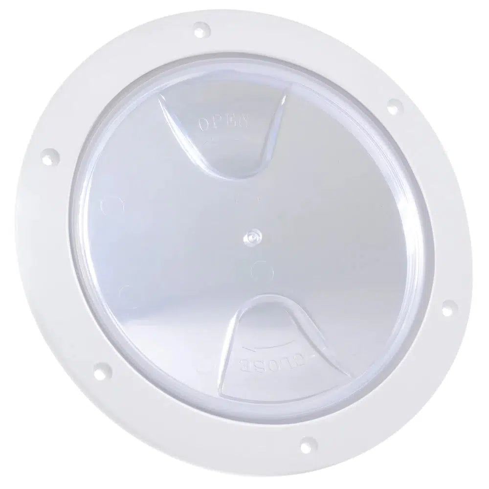 5" Round Deck Plate - White w/ Clear Lid - Five Oceans-Canadian Marine &amp; Outdoor Equipment