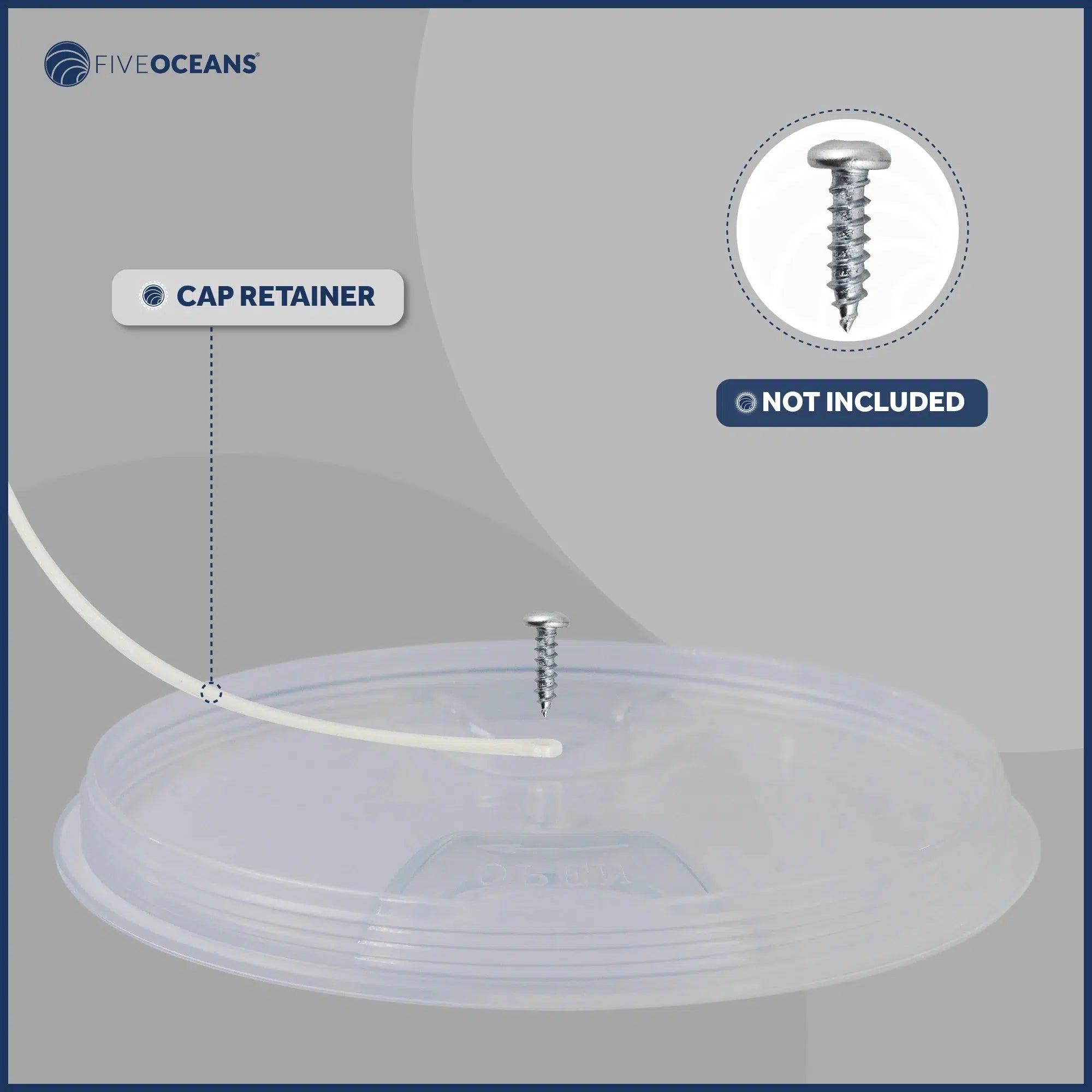 5" Round Deck Plate - White w/ Clear Lid - Five Oceans-Canadian Marine &amp; Outdoor Equipment