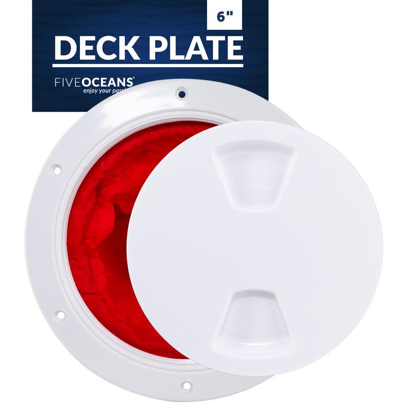 6" Deck Plate with Storage Bag, Round White - Five Oceans