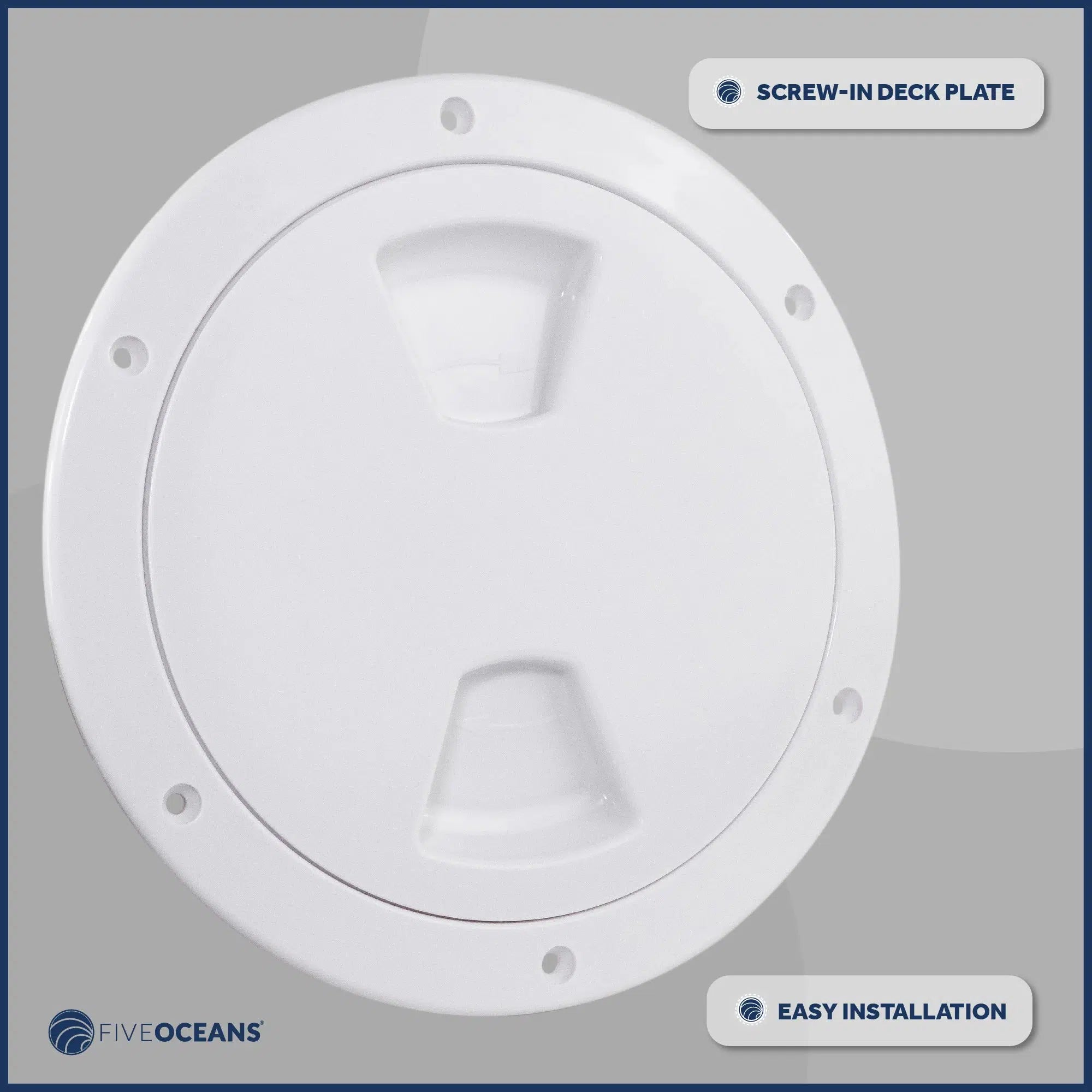 6" Deck Plate with Storage Bag, Round White - Five Oceans-Canadian Marine &amp; Outdoor Equipment