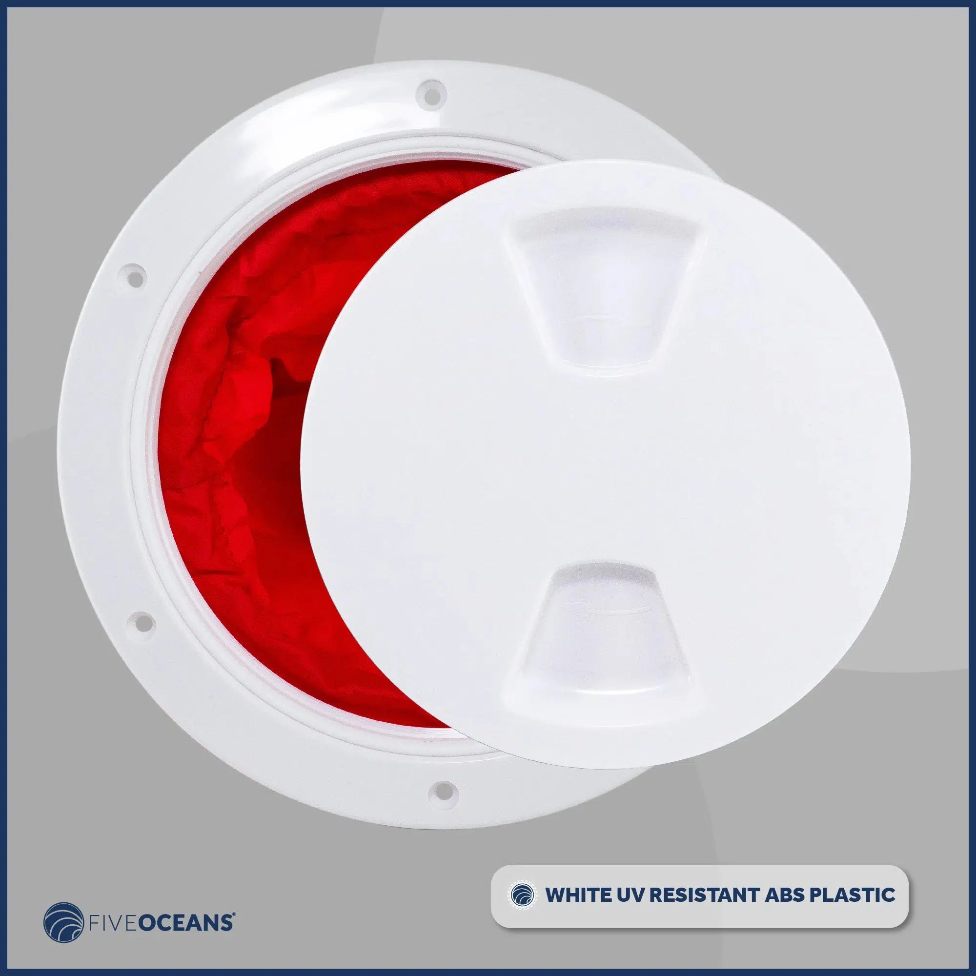 6" Deck Plate with Storage Bag, Round White - Five Oceans-Canadian Marine &amp; Outdoor Equipment