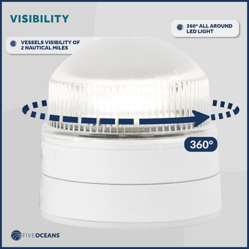 LED Anchor Navigation Lights, Fixed Mount, 2NM - Five Oceans-Canadian Marine &amp; Outdoor Equipment