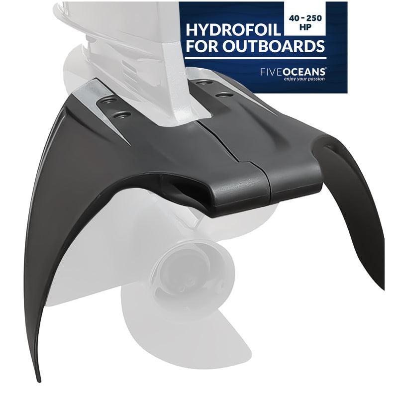Hydro-Stabilizer Stingray Style Hydrofoil, For Outboards from 50 HP to 200 HP, Durable UV-Resistant Molded Black ABS Plastic, Compatible