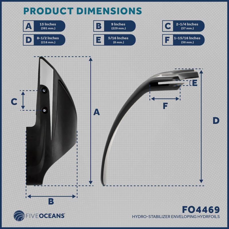 Hydro-Stabilizer Stingray Style Hydrofoil, For Outboards from 50 HP to 200 HP, Durable UV-Resistant Molded Black ABS Plastic, Compatible-Canadian Marine &amp; Outdoor Equipment