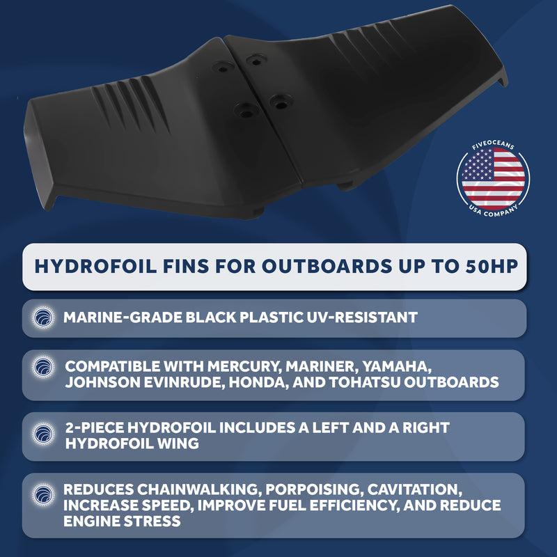 Hydrofoil for Outboards Up to 50HP, Hydro-Stabilizer Fins, Black-Canadian Marine &amp; Outdoor Equipment