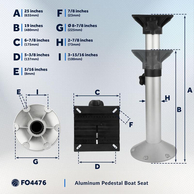 Boat Seat Pedestals, Adjustable from 19" to 25" - Five Oceans