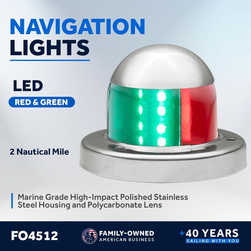 Navigation Lights, LED Red and Green, 2NM - Five Oceans - 0