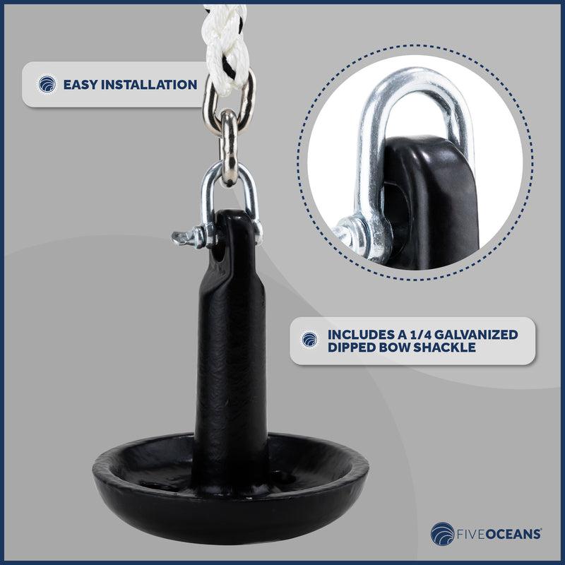 Black Mushroom Anchor, 5 lb, Thick PVC vinyl coating, Excellent Holding Power on Muddy / Weeded Bottoms, 1-Piece Cast-Iron Construction