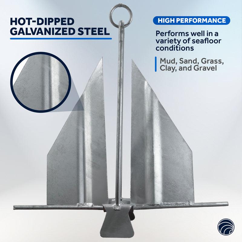 Easy-Release Danforth Anchor Series - Hot Dipped Galvanized Steel with slip ring shank, 3 lb