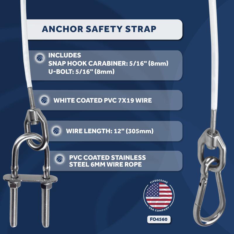 Anchor Safety Strap, Snap Hook Carabiner and 5/16" U-Bolt - Five Oceans - 0