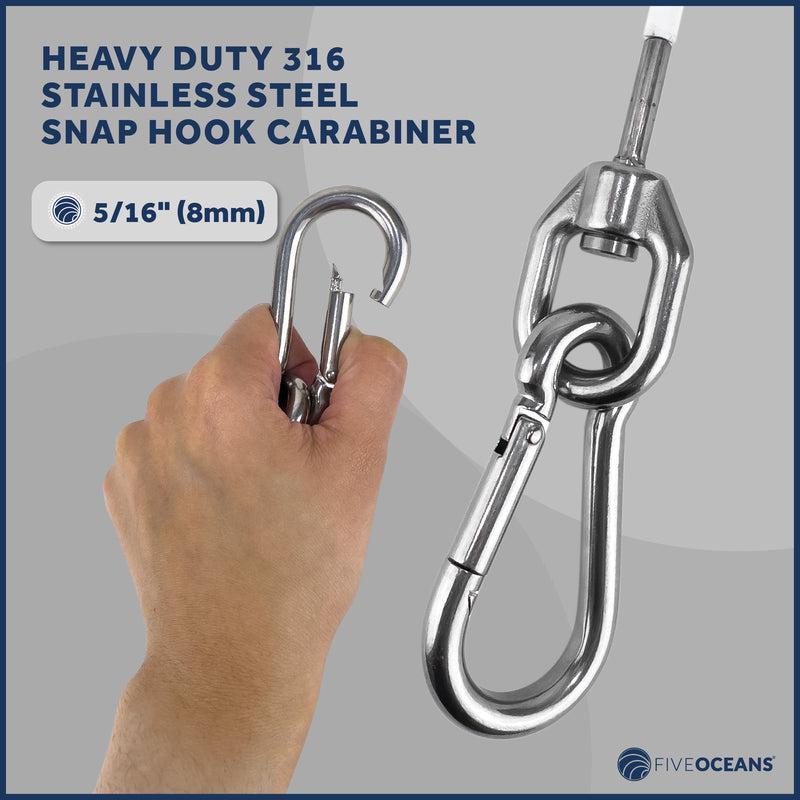Anchor Safety Strap, Snap Hook Carabiner and 5/16" U-Bolt - Five Oceans