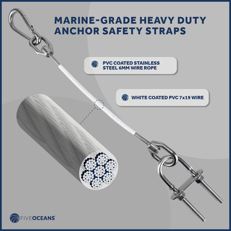 Anchor Safety Strap, Snap Hook Carabiner and 5/16" U-Bolt - Five Oceans